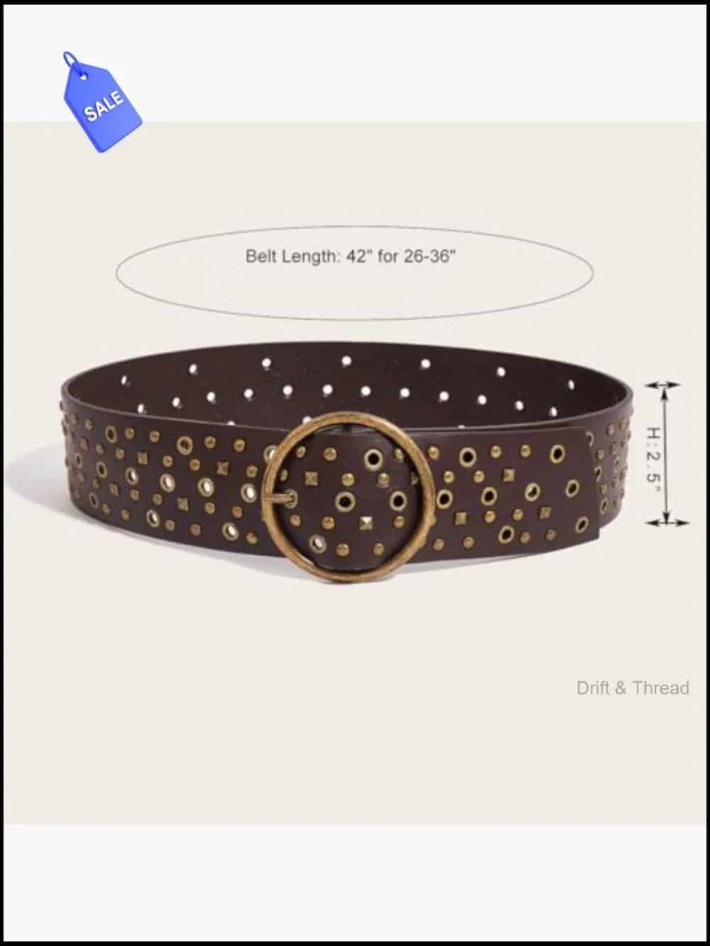 Wide Western Concho Belt Vintage Cowgirl Studded Belt PU Leather